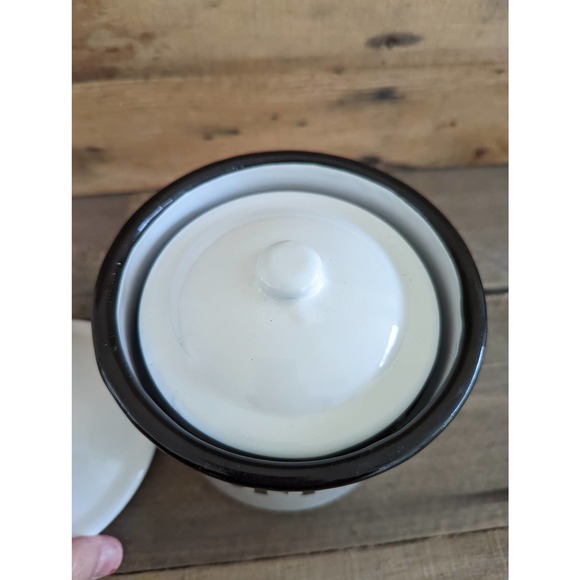 Set of 3 Farmhouse Enameled Metal Storage Containers / Coffee - Tea - Sugar - Picture 6 of 9